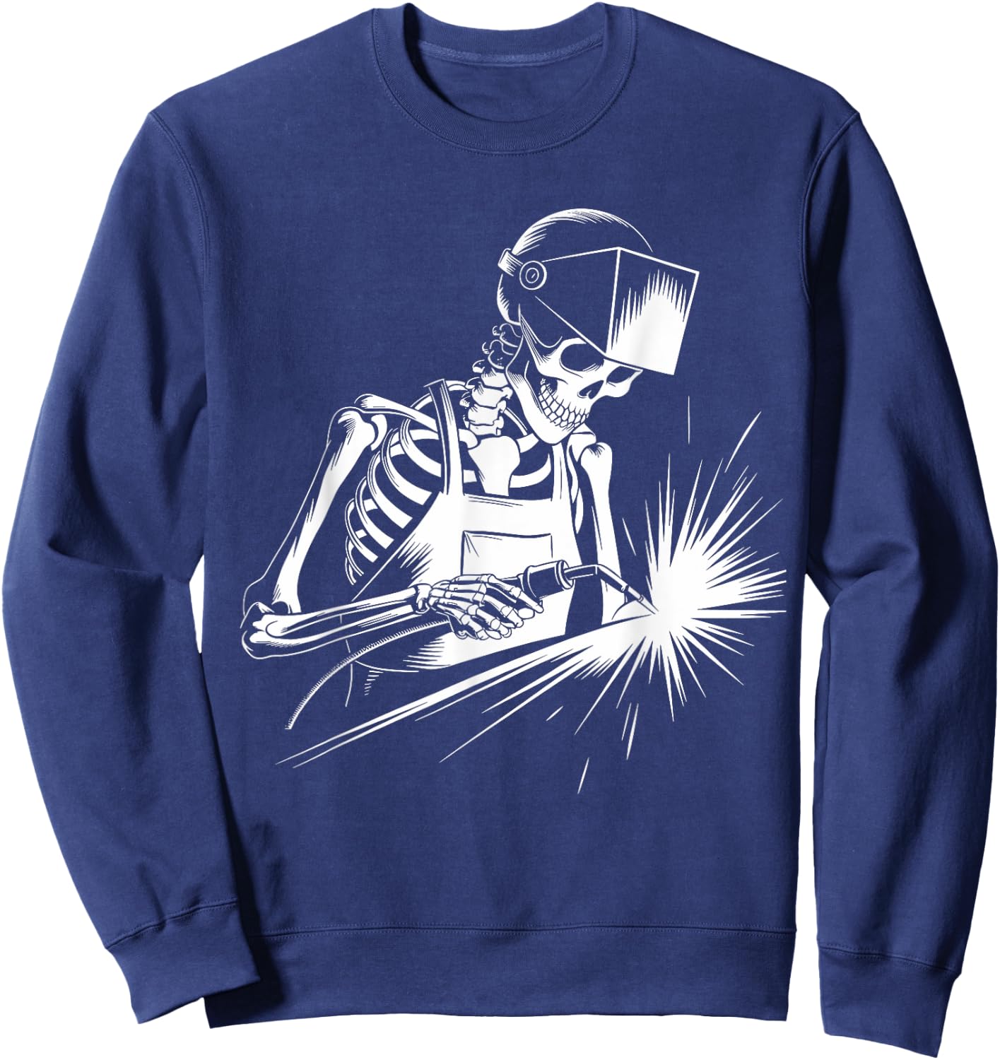 Funny Skeleton Welding Lovers Spooky Halloween Welder Sweatshirt - Sweatshirt | Navy