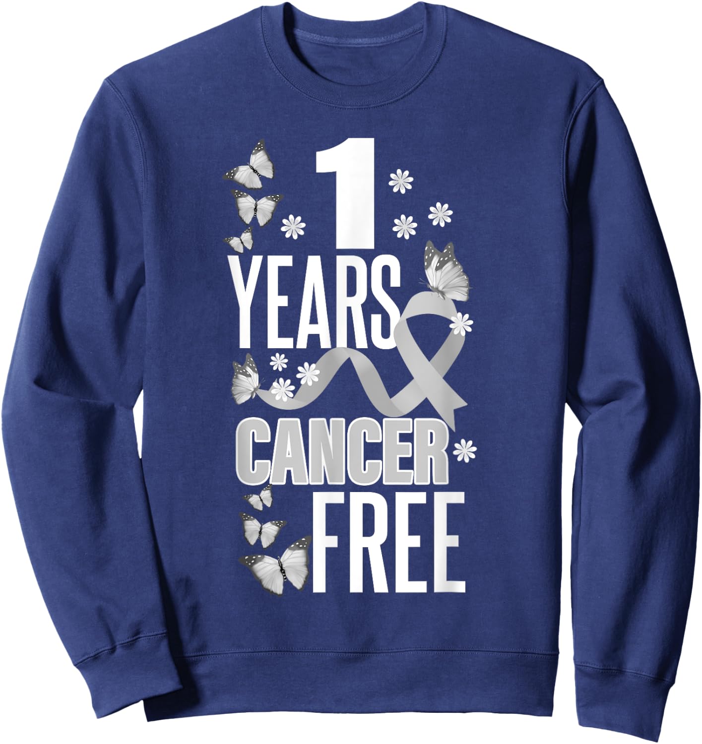 1 Year Cancer Free For Lungs Cancer Awareness Sweatshirt - Sweatshirt | Navy