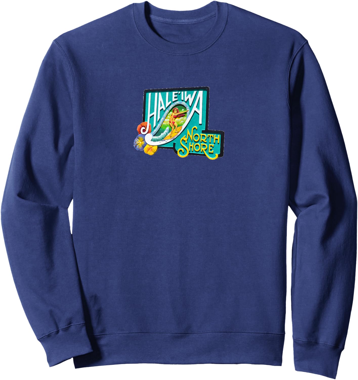 Hawaii Haleiwa Sign Surf Girl Sweatshirt - Sweatshirt | Navy