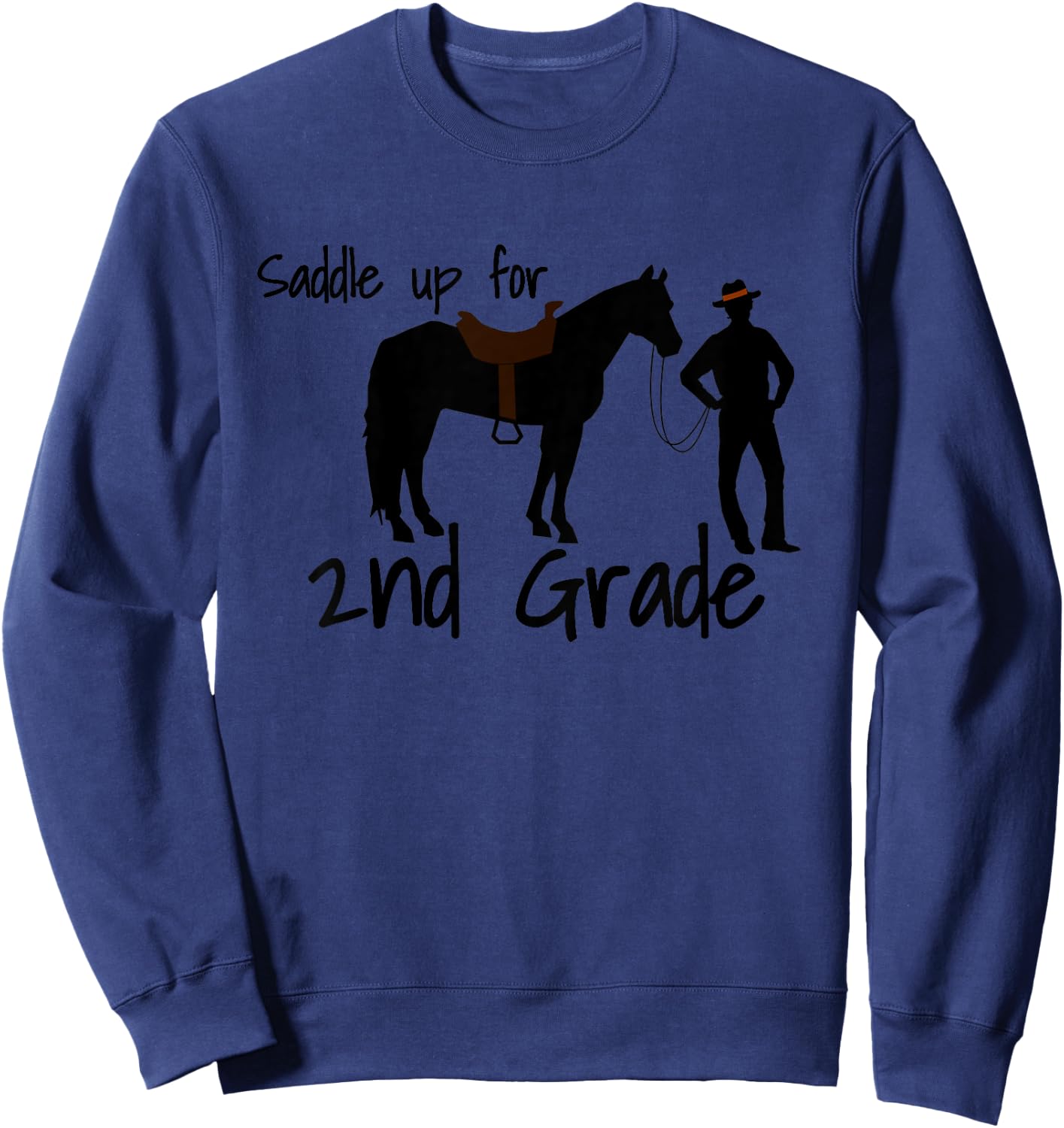 Kids "Saddle Up For 2nd Grade" Cowboy Horse Lovers Sweatshirt - Sweatshirt | Navy