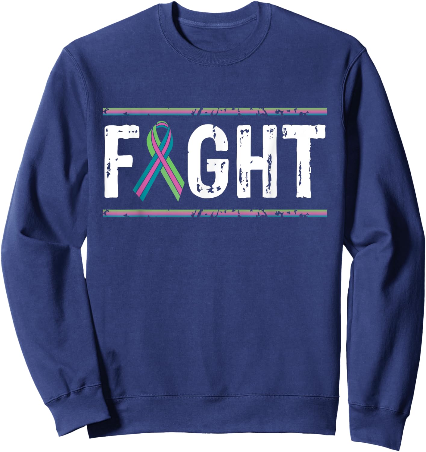 Metastatic Breast Cancer Awareness Fight Cancer Ribbon Shirt Sweatshirt - Sweatshirt | Navy