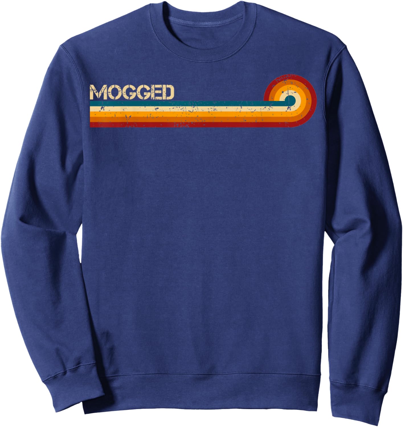 Mogged Retro Stripes Funny Saying Gift Women Sweatshirt - Sweatshirt | Navy