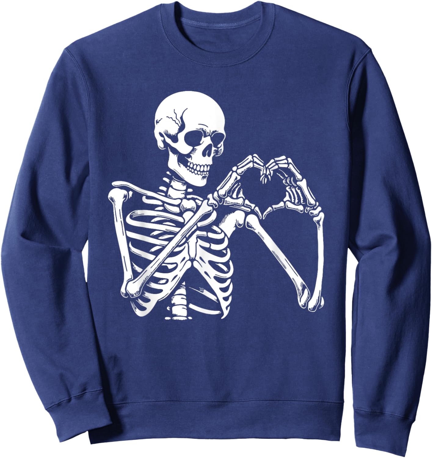 Skeleton Heart Hands Sign Halloween Costume Retro Halloween Sweatshirt - Sweatshirt | Navy
