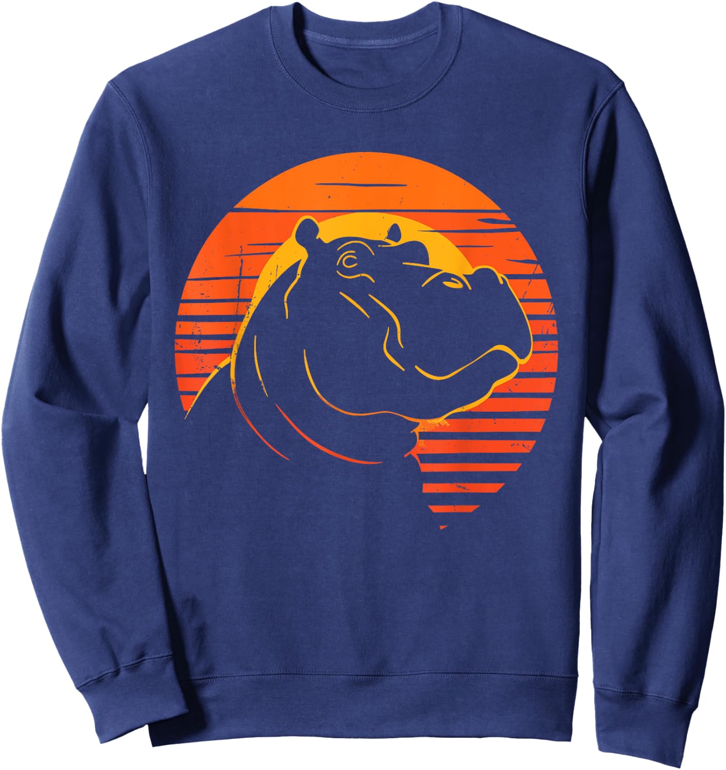 Hippopotamus Retro Vintage 80s - Funny Hippo Animals Lover Sweatshirt - Sweatshirt | Navy