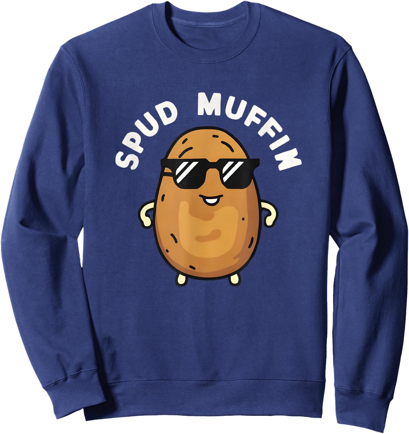 Funny Spud Muffin Potato Lover Print Sweatshirt - Sweatshirt | Navy