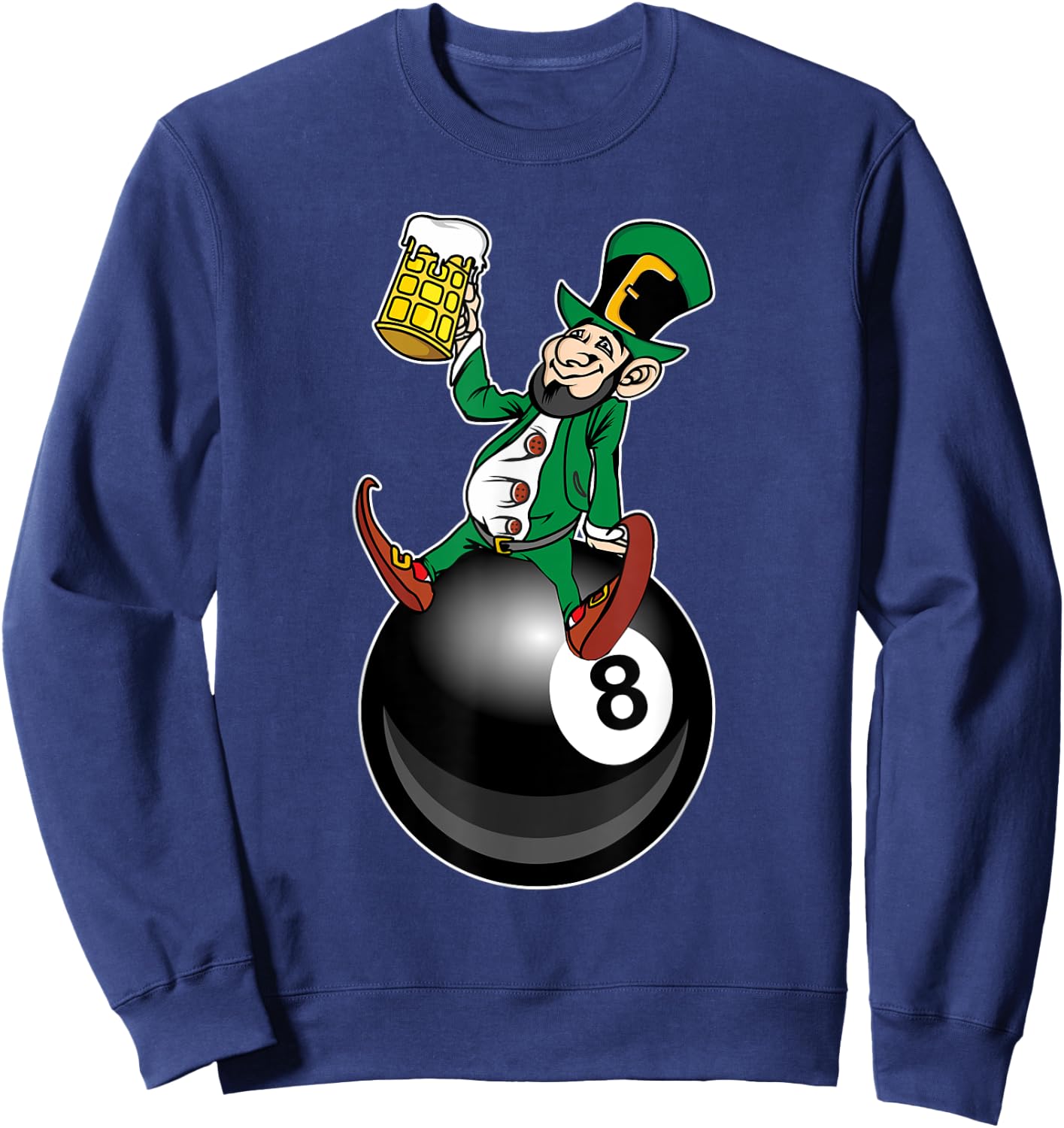 St Patrick's Day Leprechaun Beer Pool Player Billiard Sweatshirt - Sweatshirt | Navy