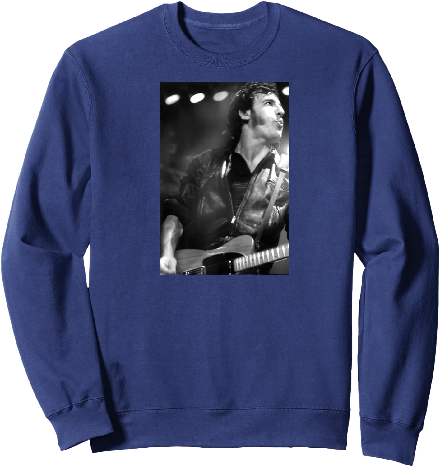 Bruce Springsteen Live On Stage By Simon Fowler Raglan Baseball Sweatshirt - Sweatshirt | Navy