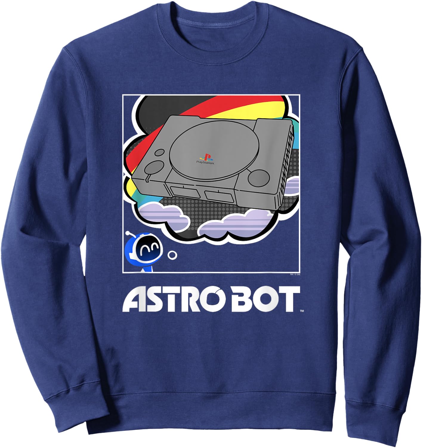 Astro Bot Dreams of PlayStation Gaming Video Game Sweatshirt - Sweatshirt | Navy