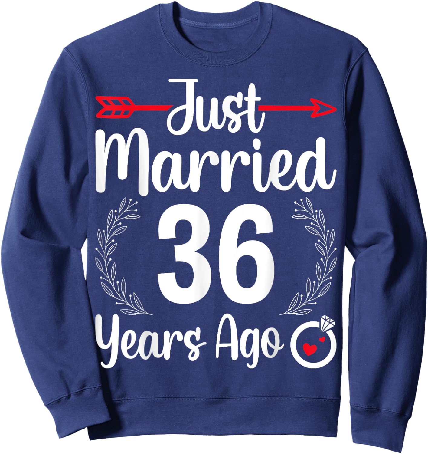 Just Married 36 Years Ago - Husband Wife 36th Anniversary Sweatshirt - Sweatshirt | Navy