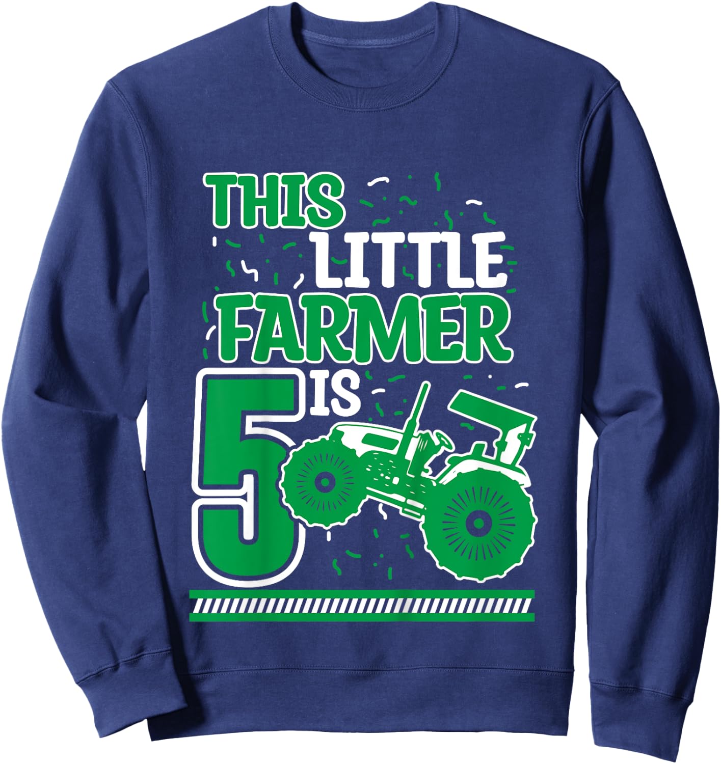 Kids 5 Years Old Boy Tractor Little Farmer 5th Birthday Kids Sweatshirt - Sweatshirt | Navy