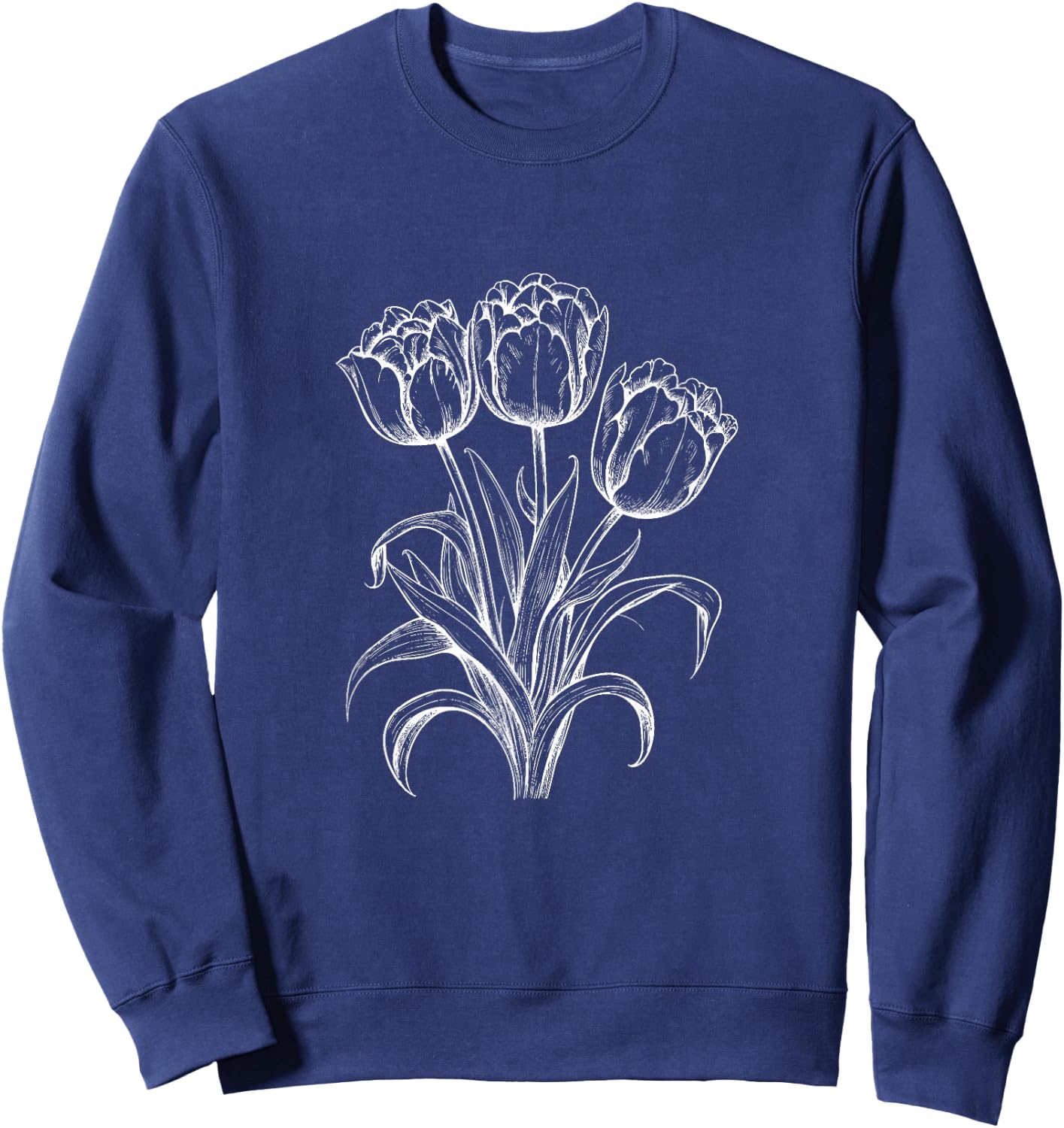 Tulips Lover On Black And White Tulip Flower Simple Arts Sweatshirt - Sweatshirt | Navy