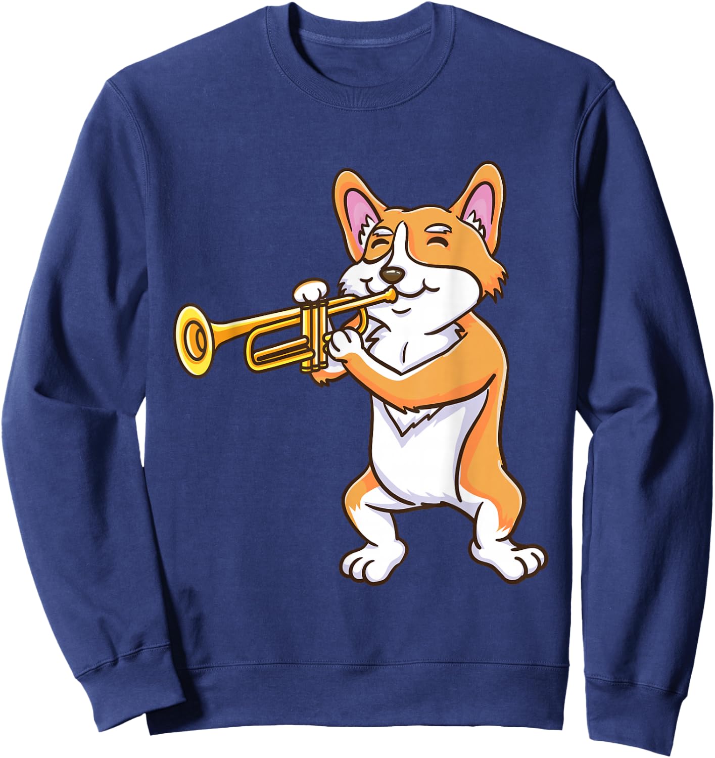 Corgi Playing Trumpet Corgi Owner Sweatshirt - Sweatshirt | Navy