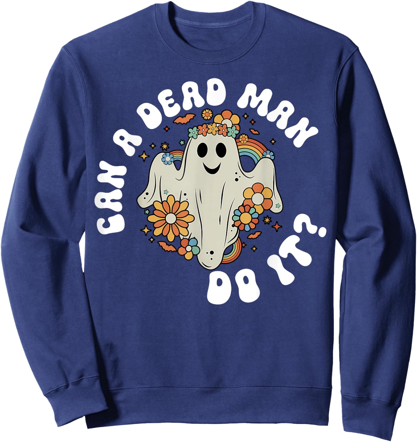 ABA Halloween Can A Dead Man Do It Ghost Rainbow Sweatshirt - Sweatshirt | Navy