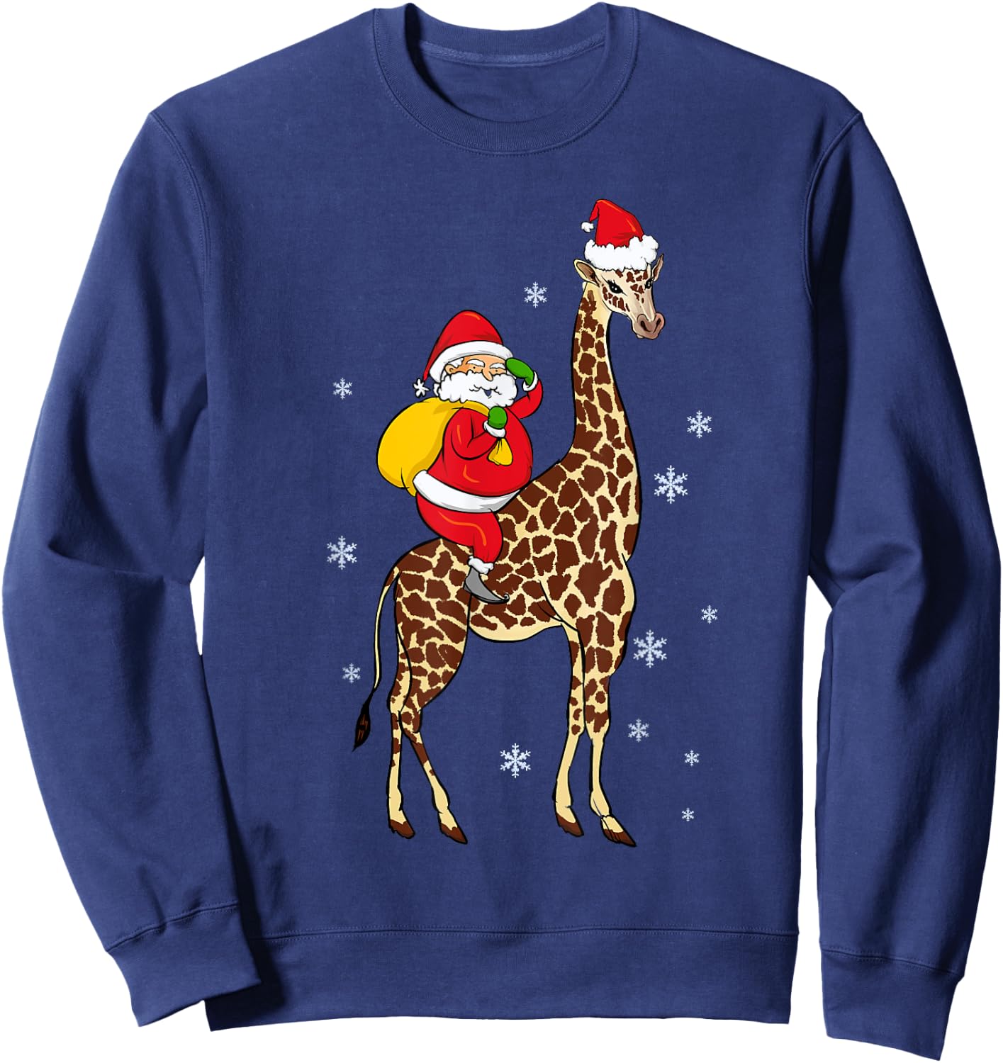 Funny Santa Giraffe Christmas Pajama Gift Women Kids Sweatshirt - Sweatshirt | Navy