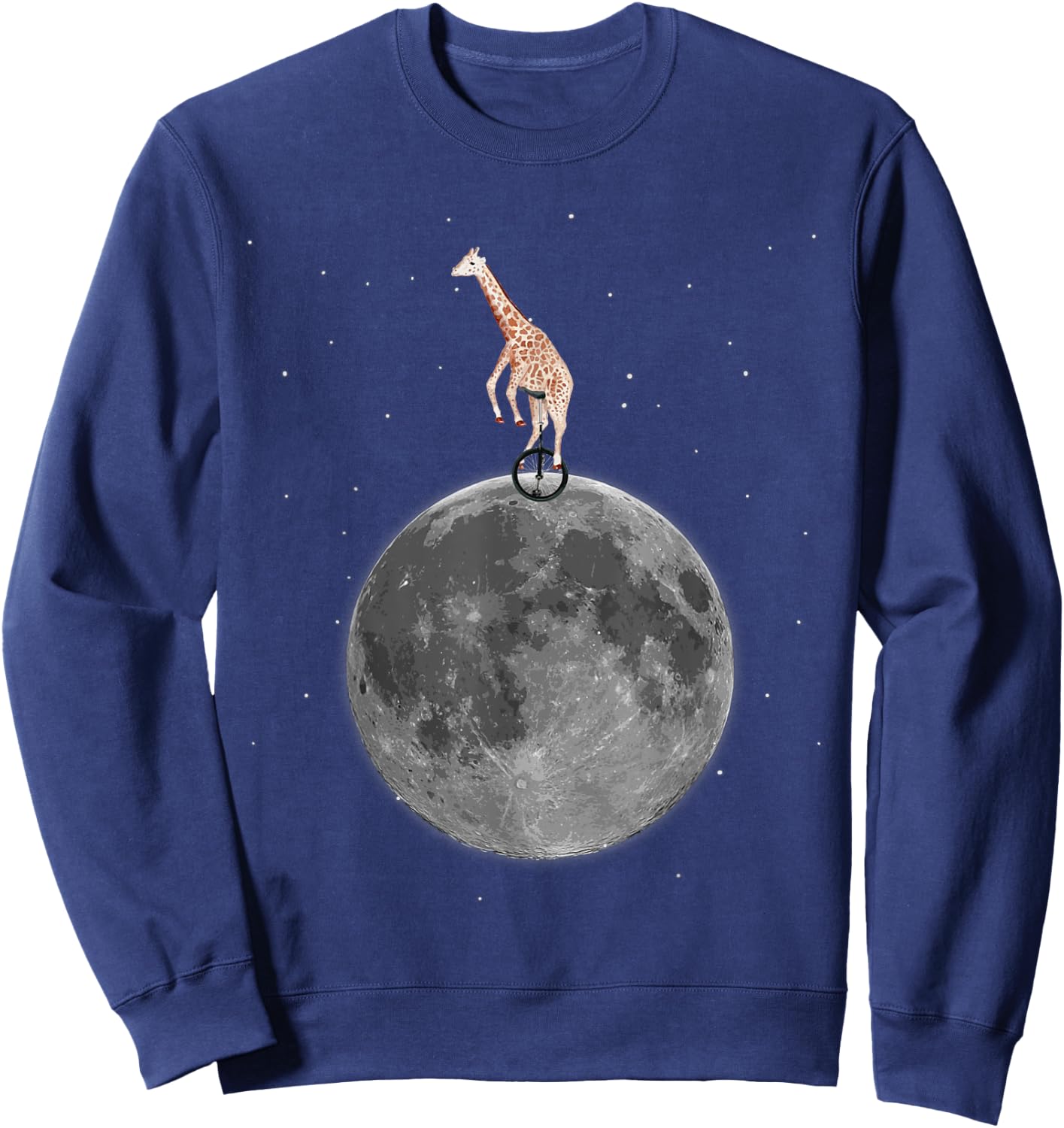 Ridiculous Quirky Giraffe on Unicycle - / B Sweatshirt - Sweatshirt | Navy