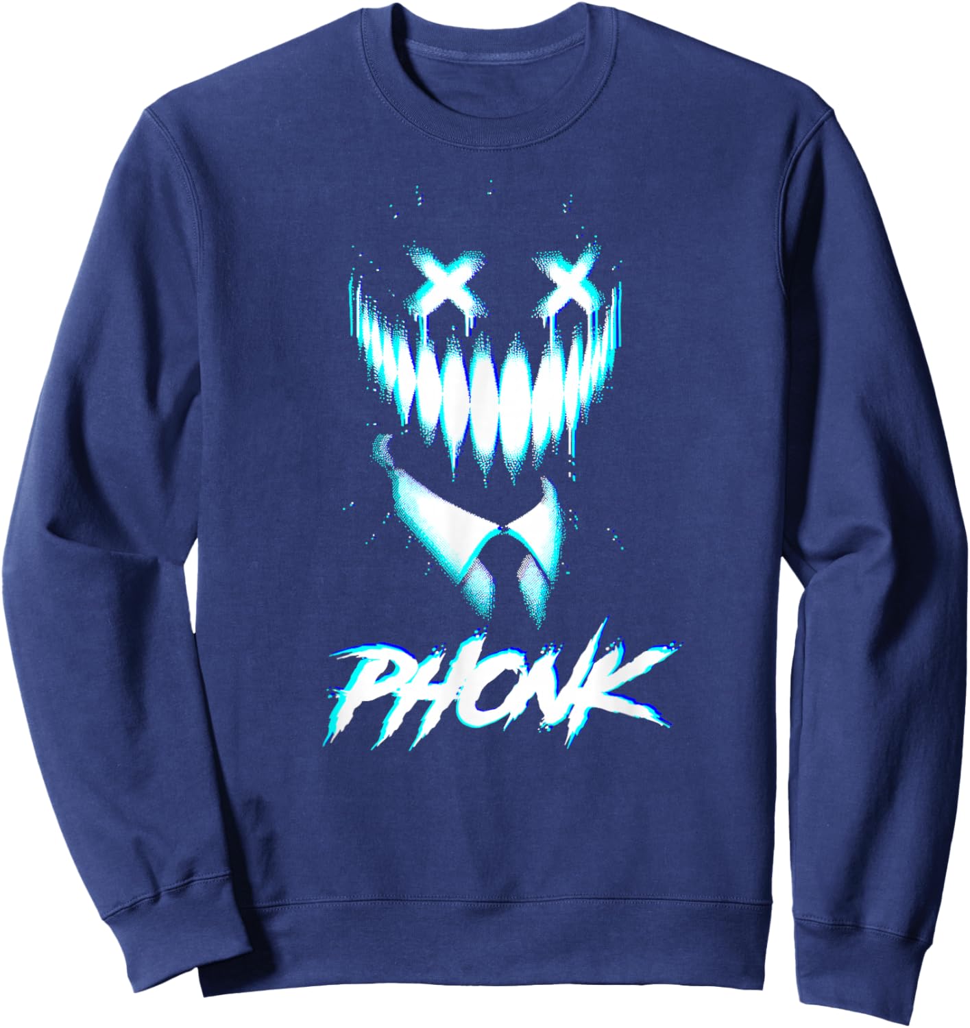 PHONK Music EDM techno glitchy creepy troll meme sigma phonk Sweatshirt - Sweatshirt | Navy