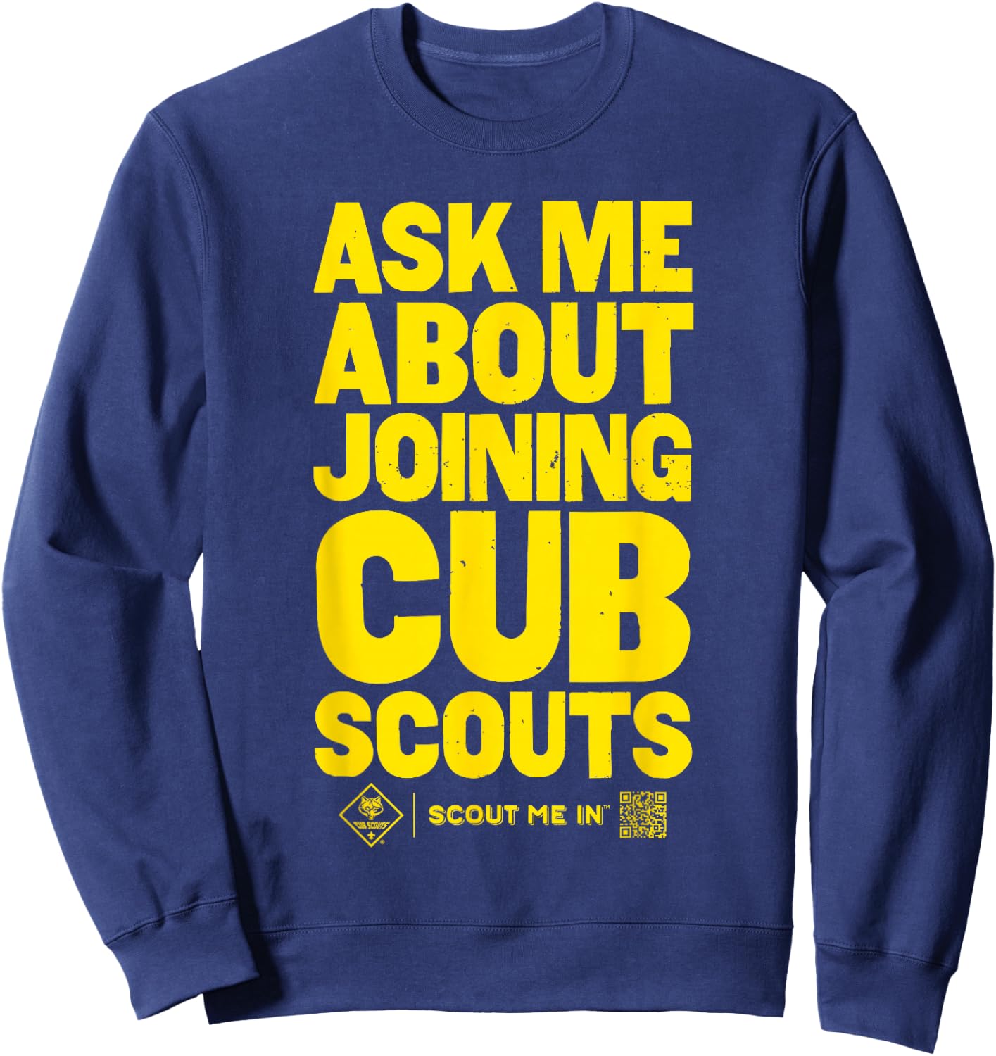 Ask Me About Joining Cub Scouts (Yellow) Sweatshirt - Sweatshirt | Navy
