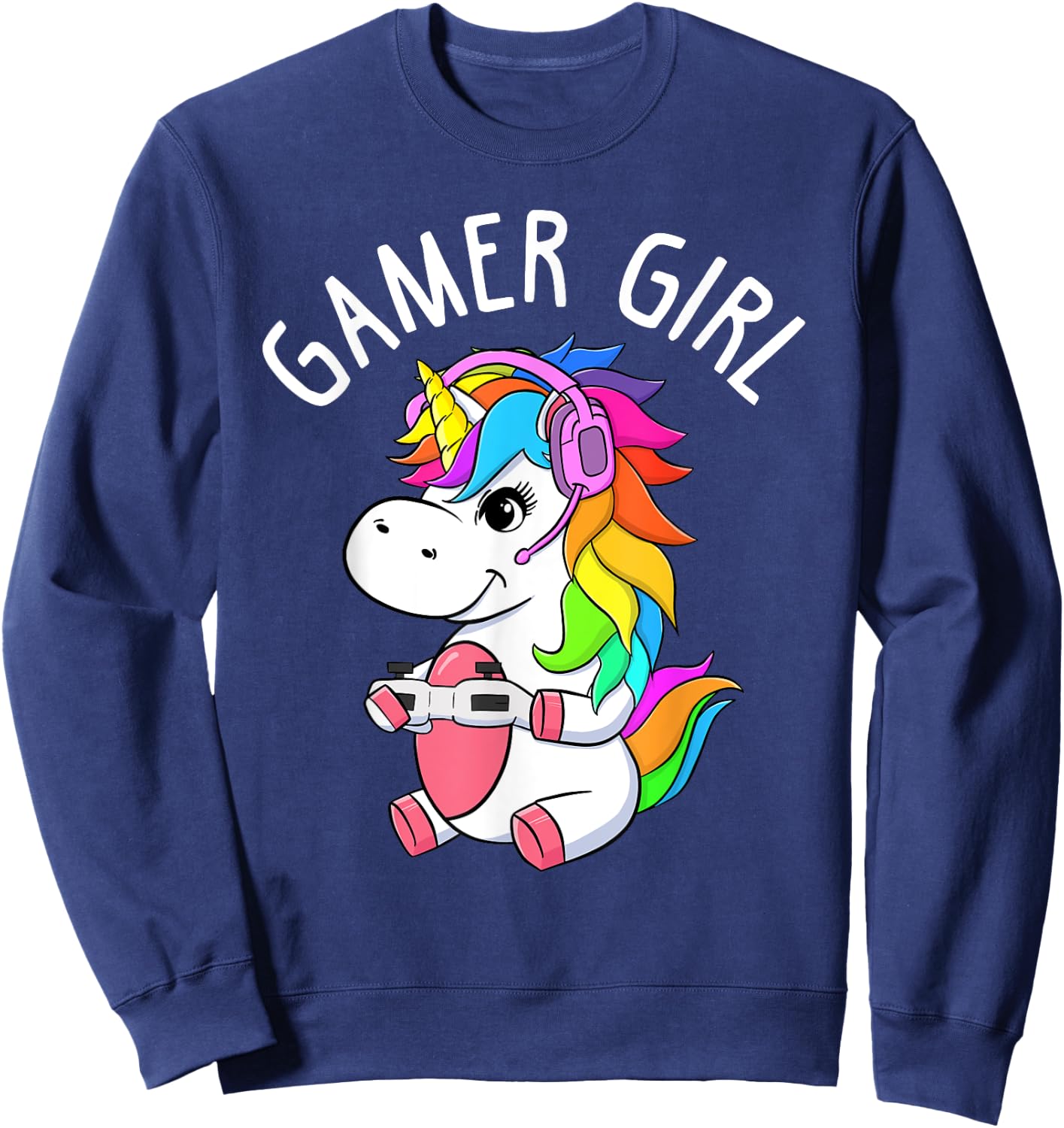 Gamer Girl Gaming Unicorn Cute Video Game Gift Women Girls Sweatshirt - Sweatshirt | Navy