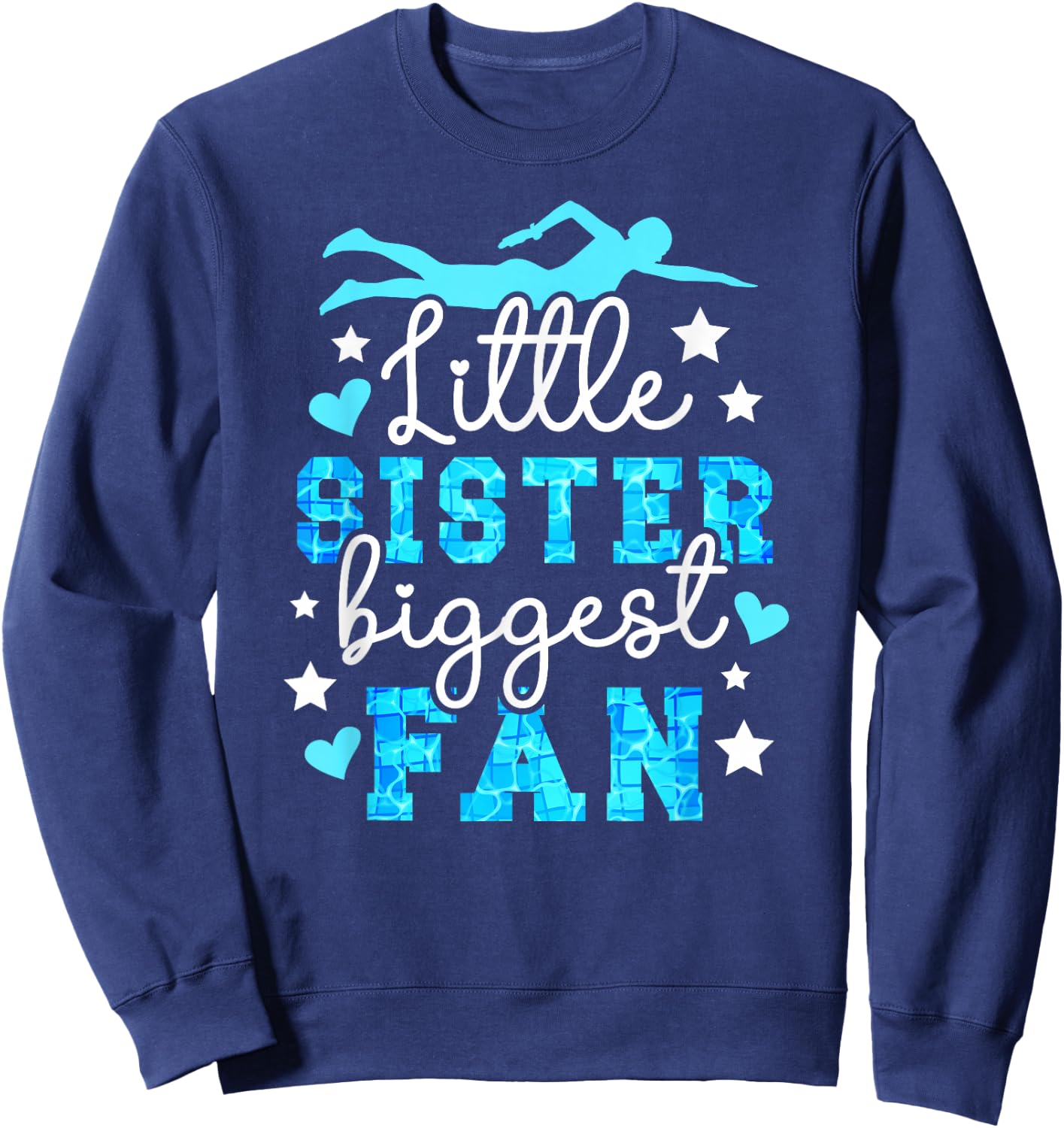 Little Sister Biggest Fan Swim Sister Of A Swimmer Sister Sweatshirt - Sweatshirt | Navy
