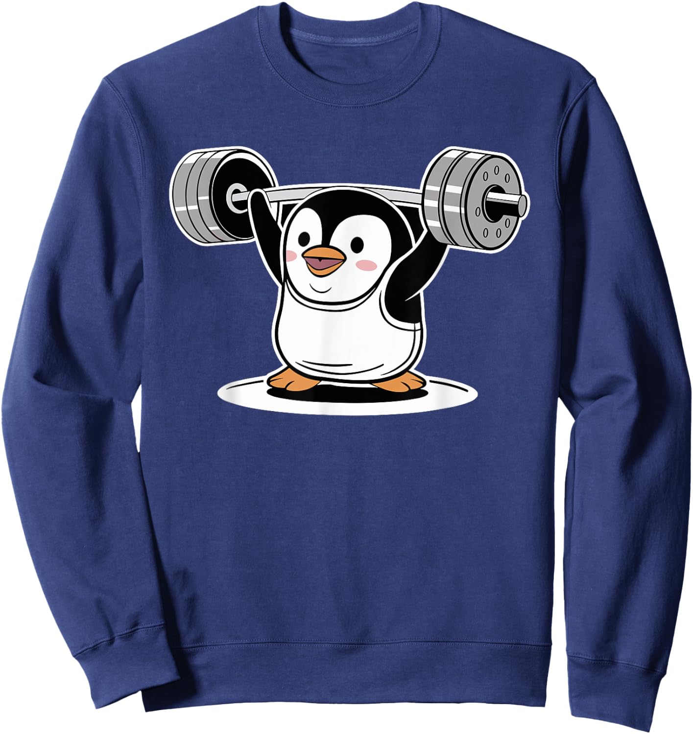 Cute Penguin Weightlifting Fitness Sport Gym Weightlifter Sweatshirt - Sweatshirt | Navy