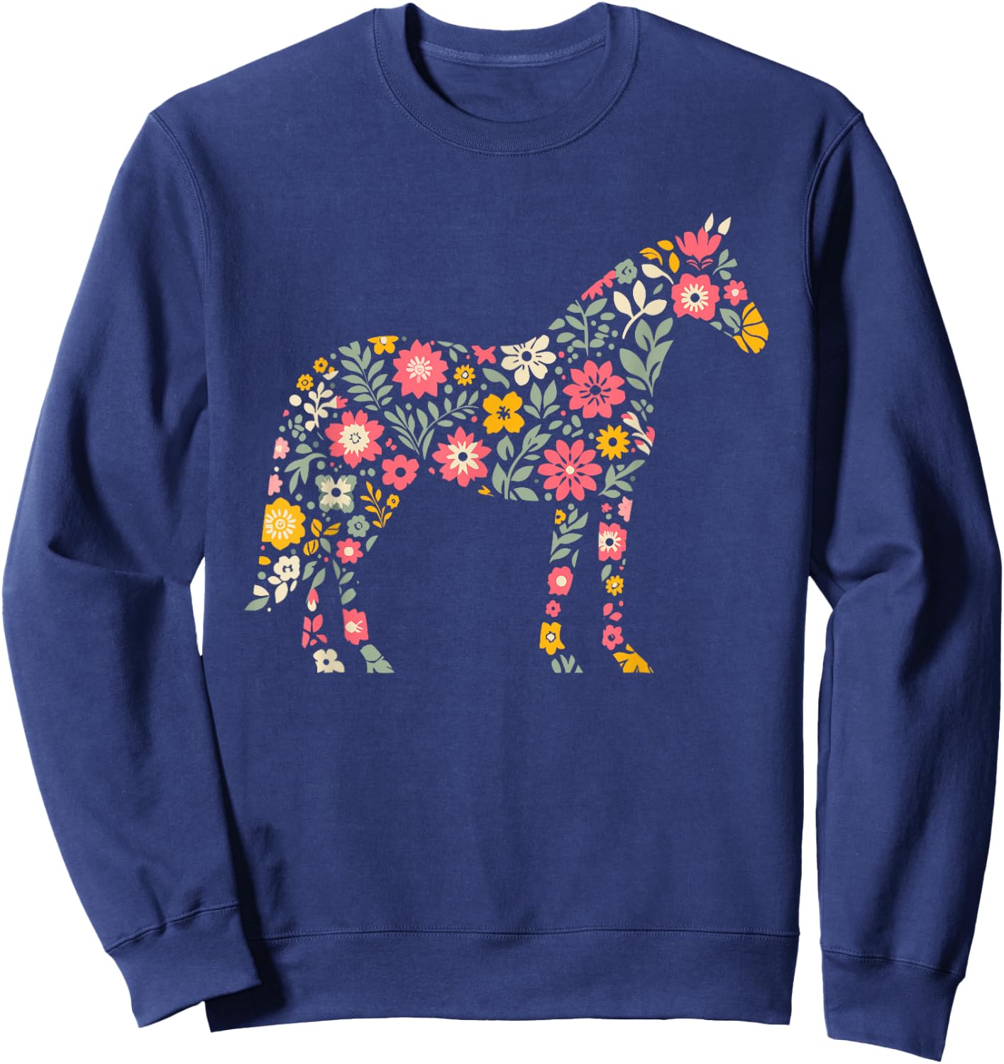 Floral FLower Horse Mom Grandma Mothers Day Sweatshirt - Sweatshirt | Navy