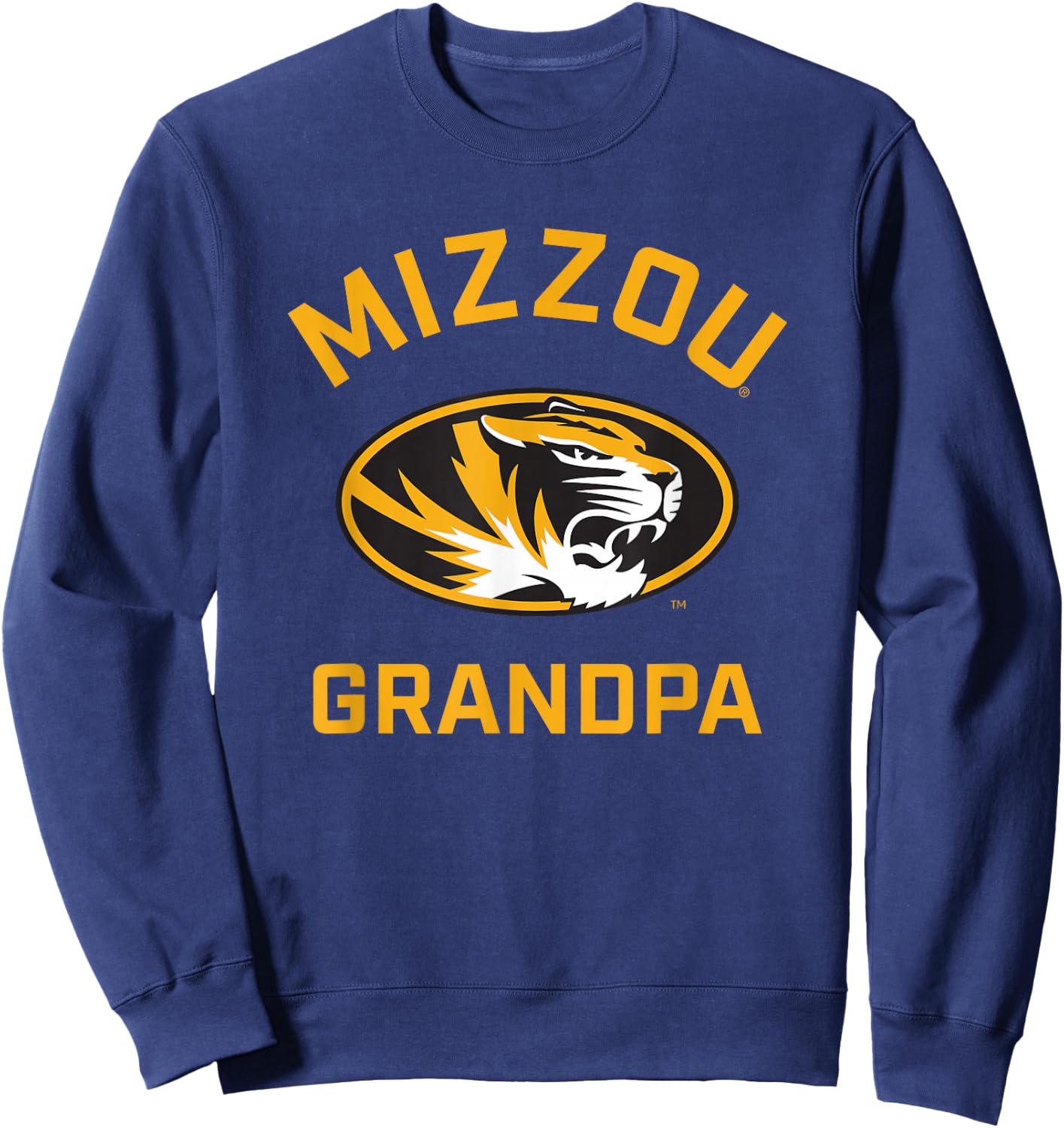 Campus Lab Mizzou Tigers Arched Grandpa - Black, -Adults, Short Sleeve, University Logo , Small Sweatshirt - Sweatshirt | Navy