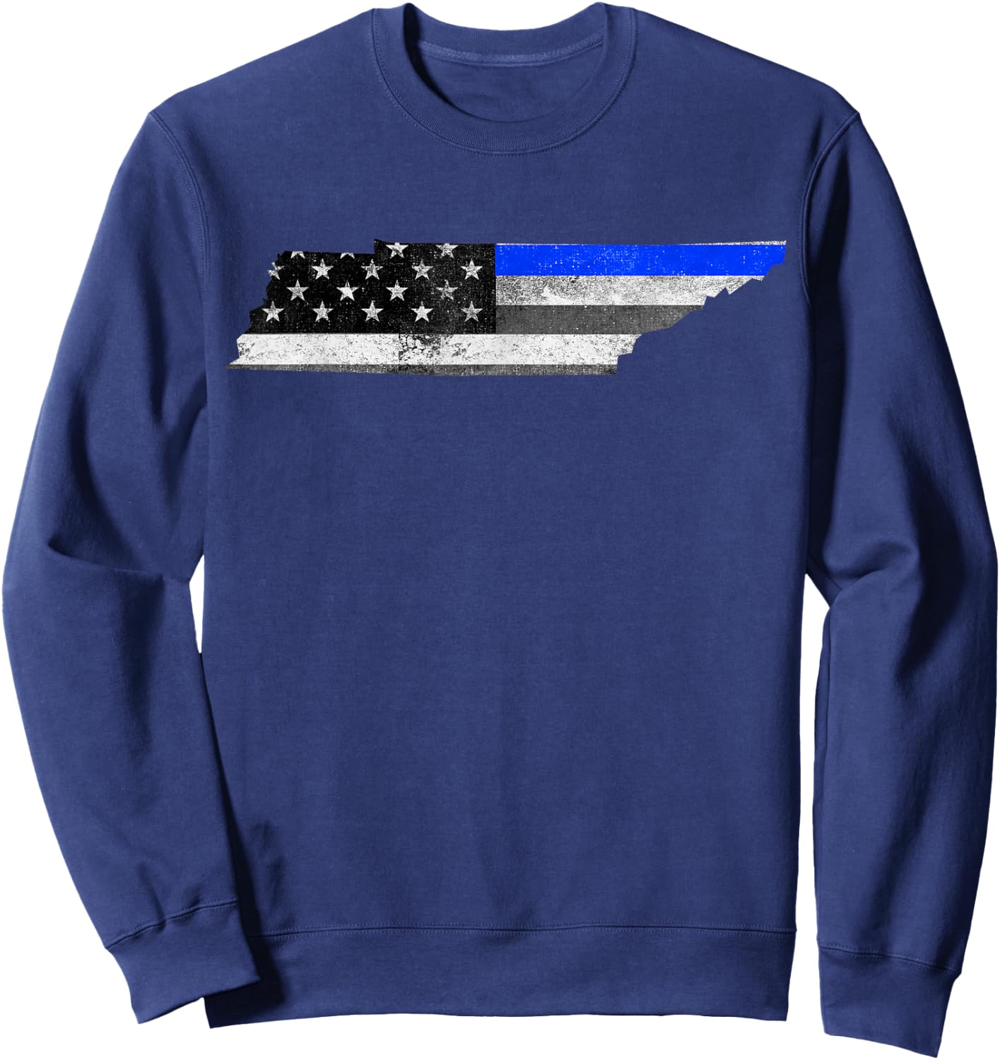 Tennessee Police Thin Blue Line USA Flag Map Shirt Sweatshirt - Sweatshirt | Navy