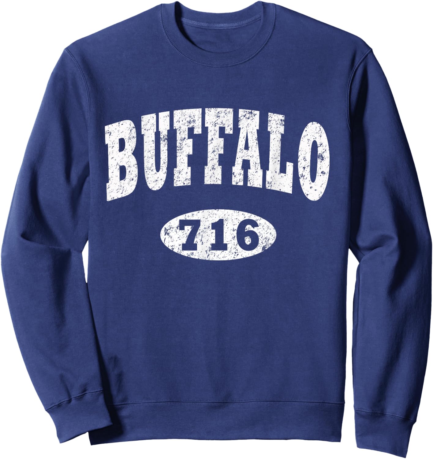 Buffalo 716 Shirt. Vintage BFLO WNY Distressed B-Lo Sweatshirt - Sweatshirt | Navy