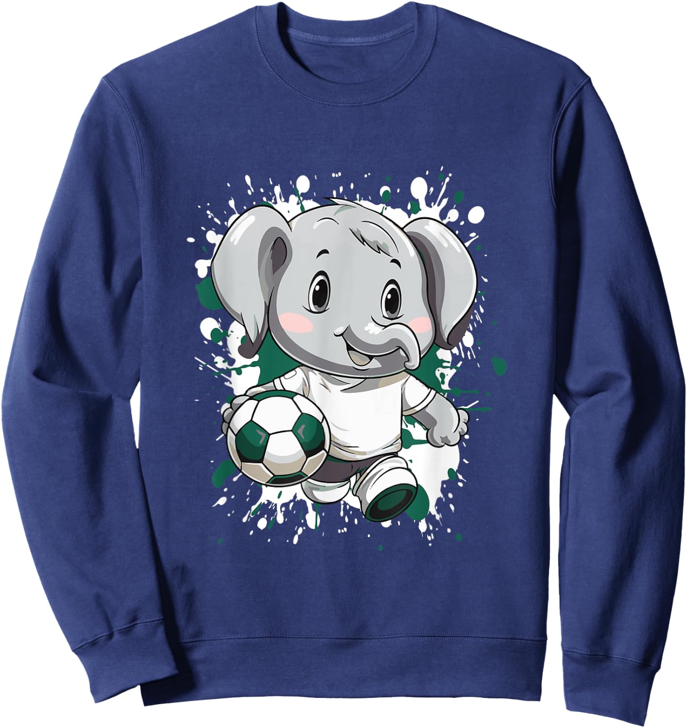 Elephant Playing Soccer | Comic Soccer Team Sweatshirt - Sweatshirt | Navy