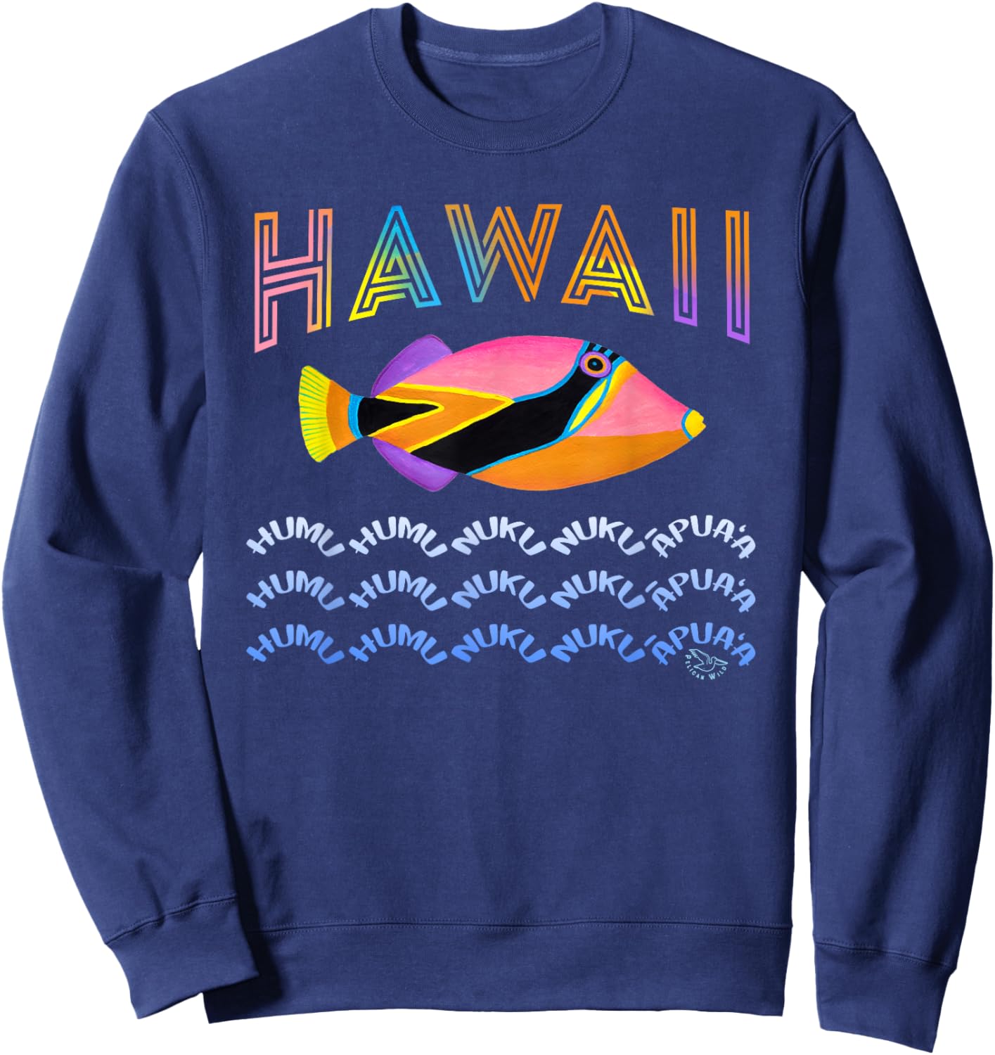 Hawaii State Fish Humuhumu Tropical Hawaiian Sweatshirt - Sweatshirt | Navy