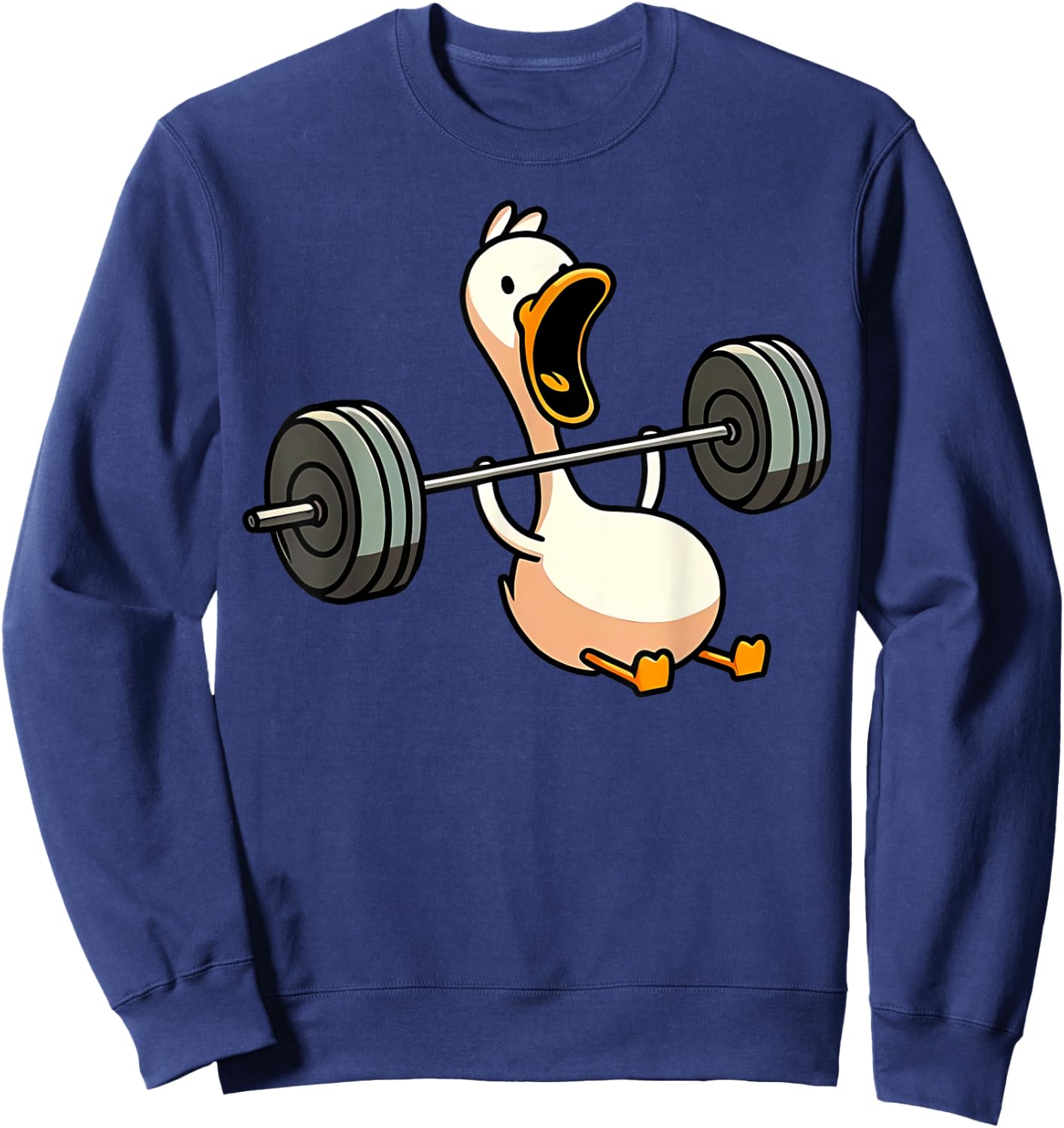 Funny Duck Deadlift Weight Lifting Bodybuilder Gym Workout , Small, Black Sweatshirt - Sweatshirt | Navy