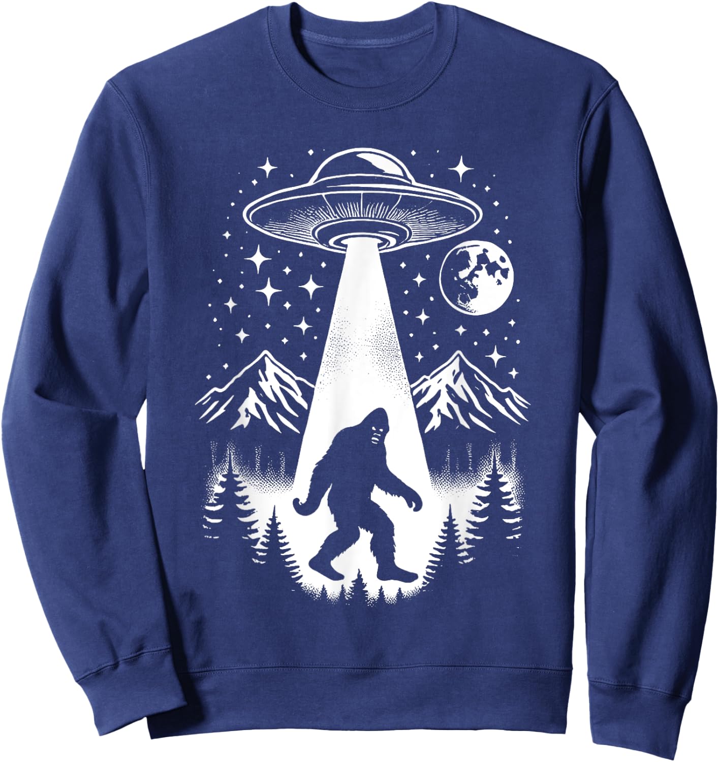 Funny Bigfoot UFO Abduction Sasquatch Alien Extraterrestrial Sweatshirt - Sweatshirt | Navy