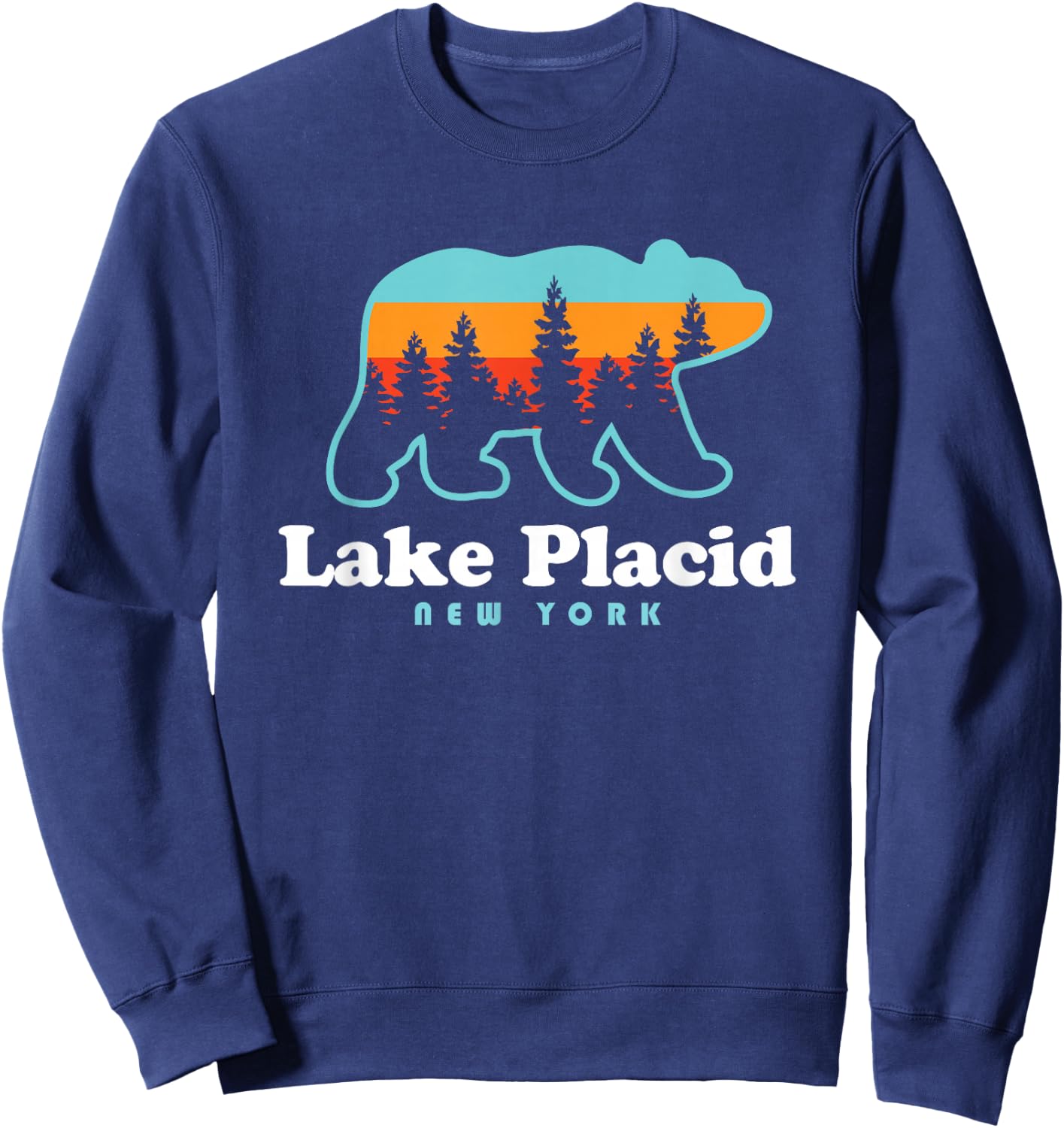 Lake Placid NY Adirondacks Bear Adirondack Hiking Sweatshirt - Sweatshirt | Navy