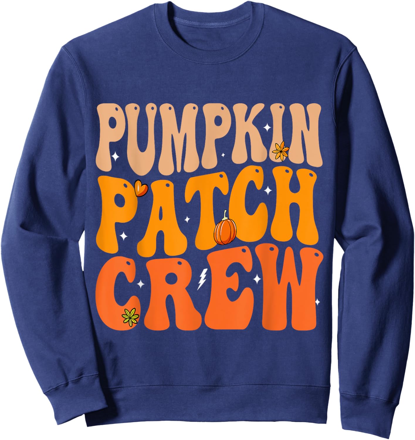 Pumpkin Patch Crew Matching Family Halloween Groovy Sweatshirt - Sweatshirt | Navy