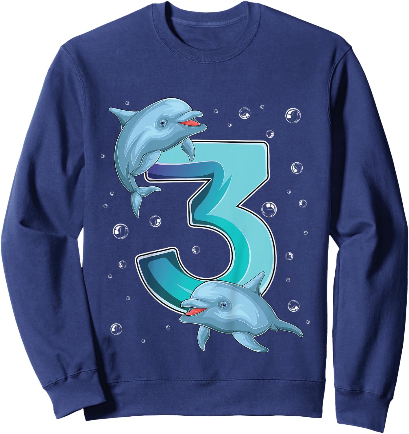 3 Year Old Dolphin 3rd Birthday Girl Party Dolphin Lover Sweatshirt - Sweatshirt | Navy