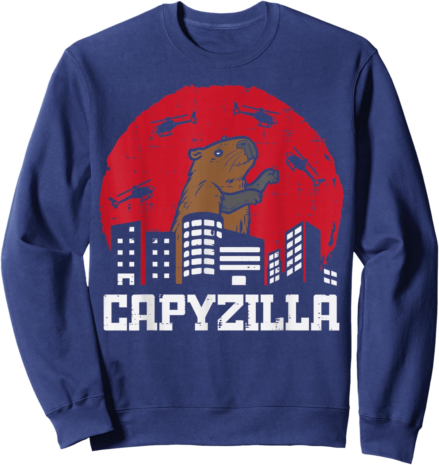 Capybara Monster Capyzilla Funny Capy Rodent Men Women Kids Sweatshirt - Sweatshirt | Navy
