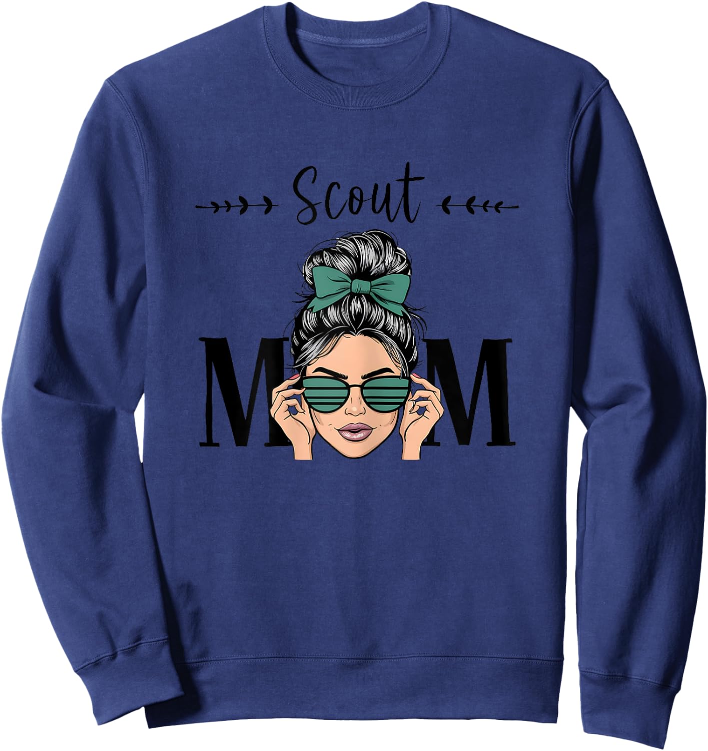 Scout Mom Life Messy Bun Hair Scouting Sweatshirt - Sweatshirt | Navy