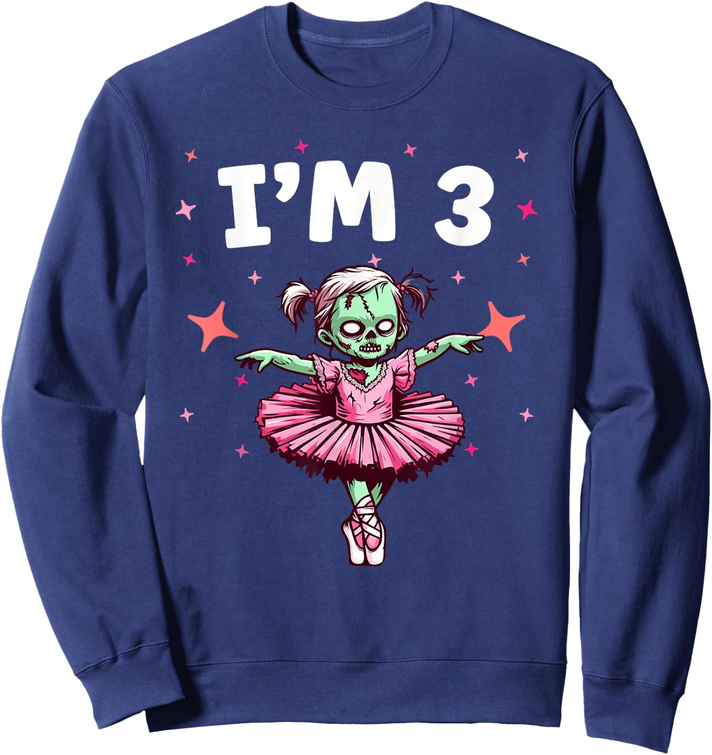 Ballerina Zombie Birthday 3rd Birthday Party I'm 3 Sweatshirt - Sweatshirt | Navy