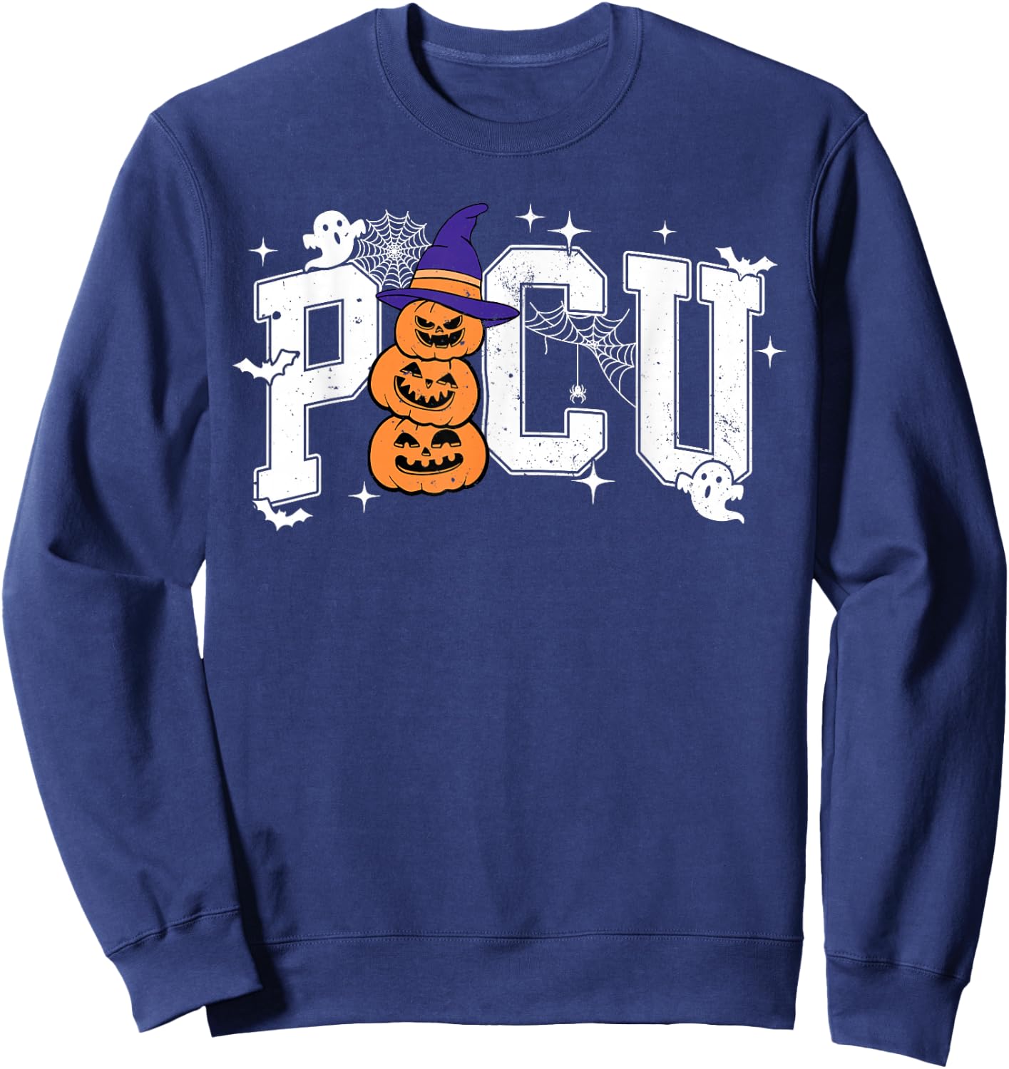 PICU Nurse Halloween Hospital Party Funny Nursing Students Sweatshirt - Sweatshirt | Navy