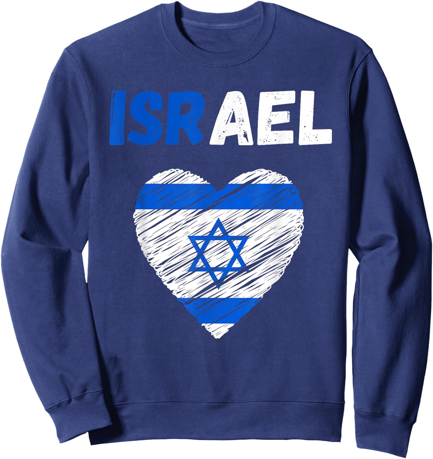 Israel Flag Holiday Israel Heart Israeli Flag Sweatshirt - Sweatshirt | Navy