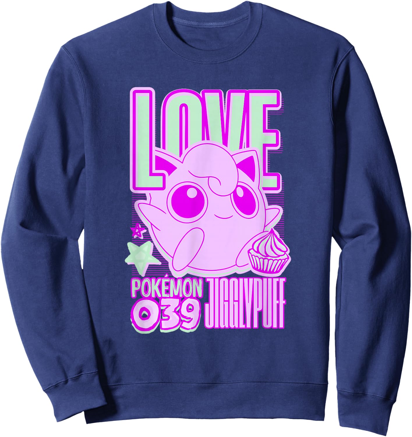 Pokémon Jigglypuff Love Neon Pink Cute Pocket Monster Sweatshirt - Sweatshirt | Navy