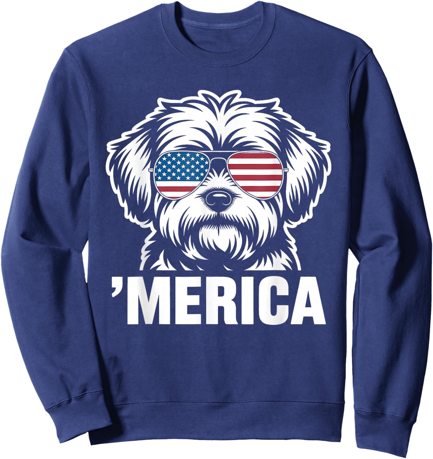 Patriotic USA American Flag 4th of July Maltese Sweatshirt - Sweatshirt | Navy