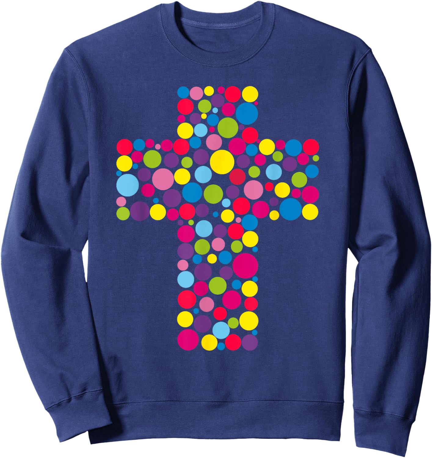 Happy Dot Day Colorful Cross For Christian Creators Sweatshirt - Sweatshirt | Navy