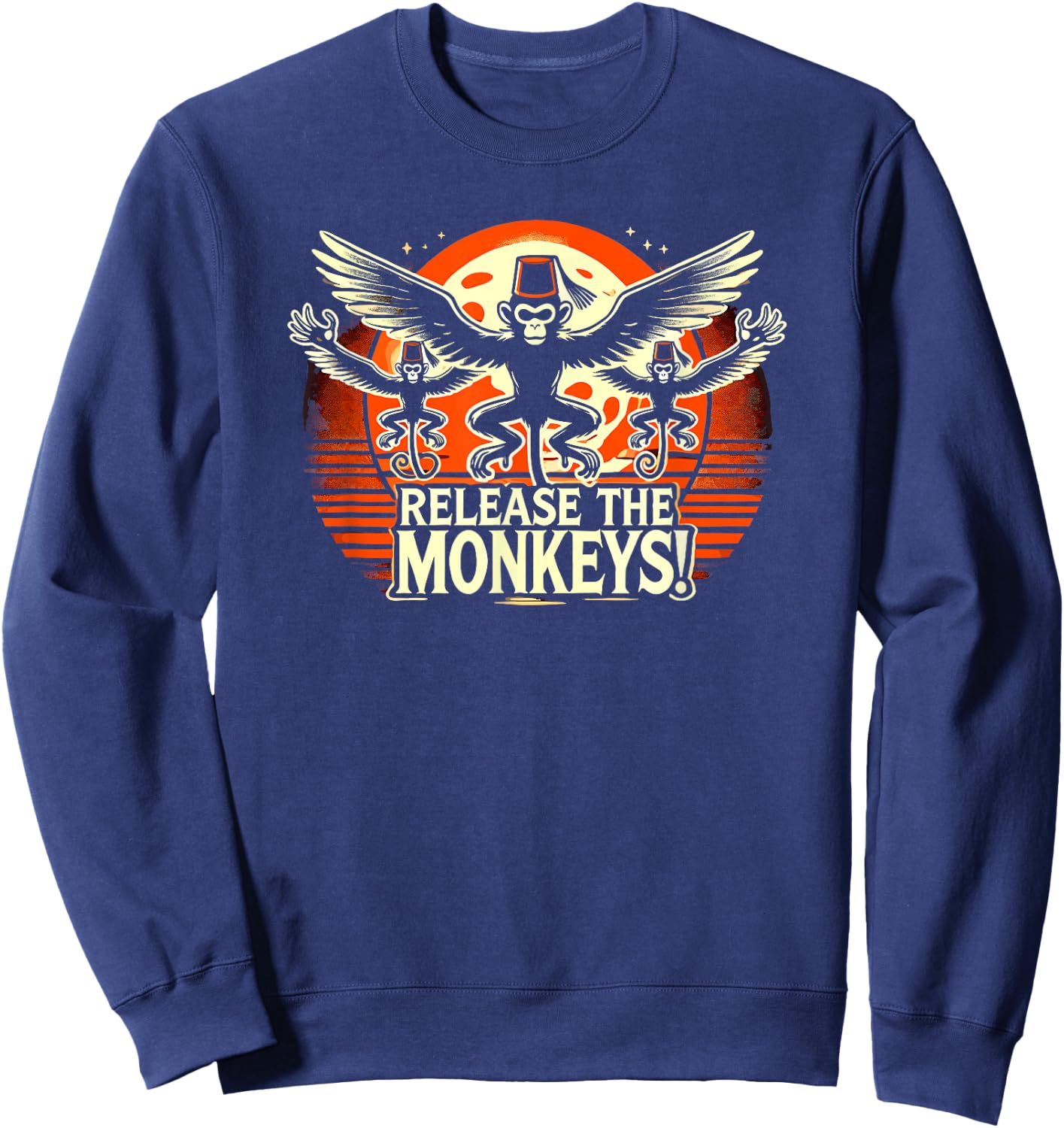 Release The Monkeys, Flying Monkeys Halloween Sweatshirt - Sweatshirt | Navy