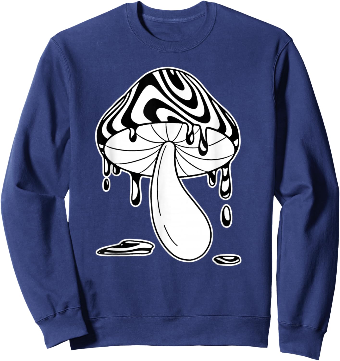 Trippy Mushroom Drippy Blackwork Sweatshirt - Sweatshirt | Navy