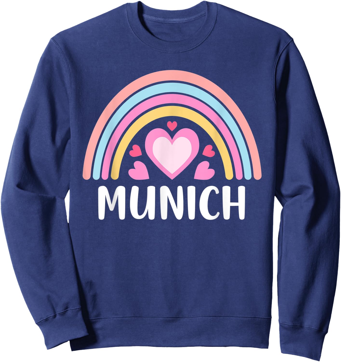 Munich Germany Rainbow Hearts Sweatshirt - Sweatshirt | Navy