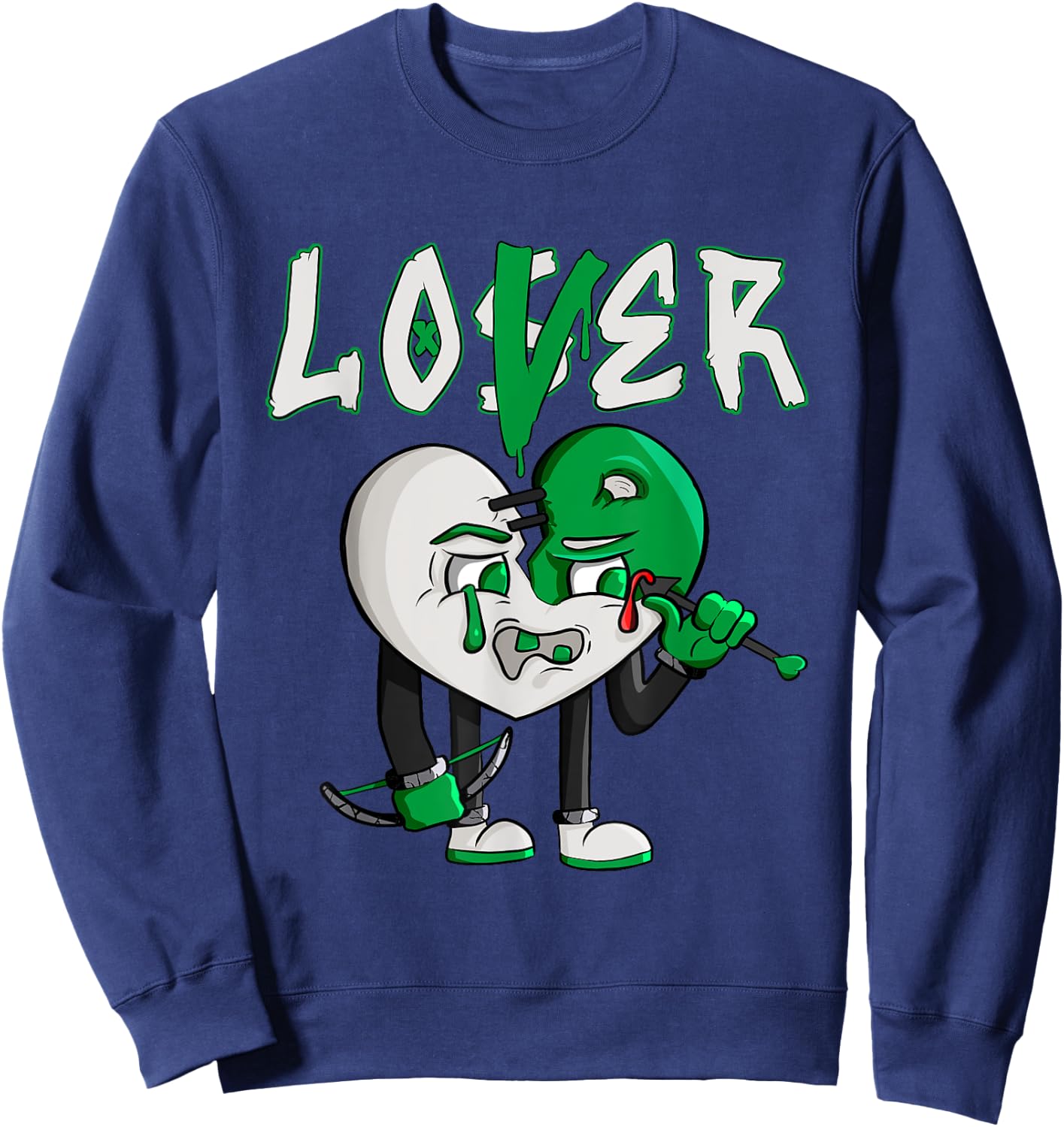 Loser Love Drip Heart Matching Lucky Green White Sweatshirt - Sweatshirt | Navy