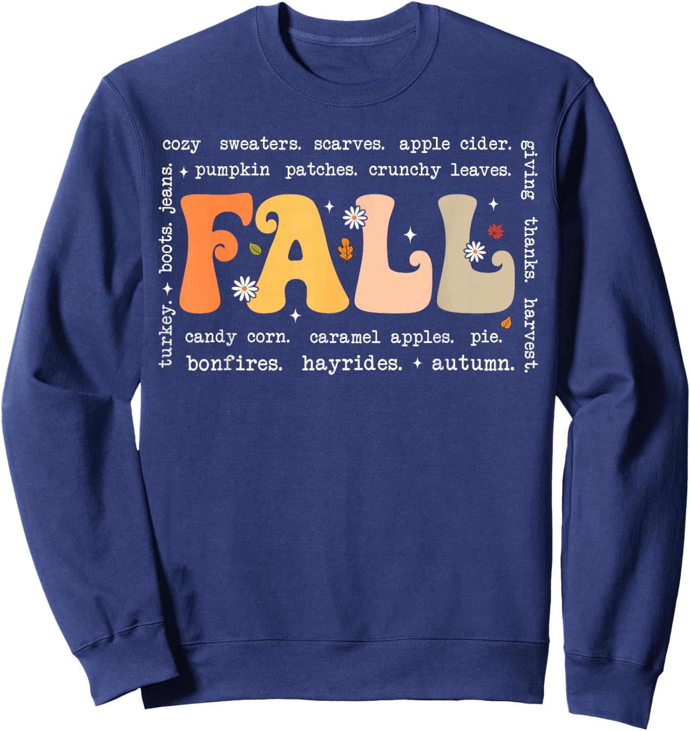 Fall Words Hello Fall Autumn Thanksgiving Pumpkin Season Sweatshirt - Sweatshirt | Navy