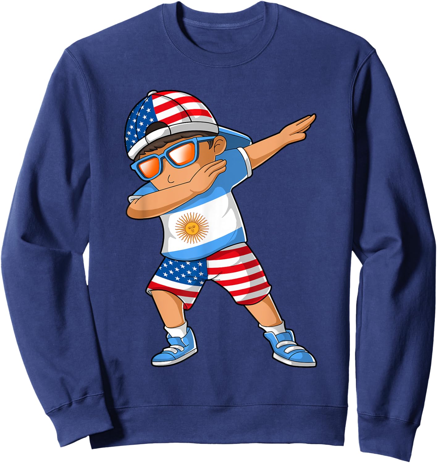 Half American Half Argentinian Boy Kid Argentina Flag Sweatshirt - Sweatshirt | Navy