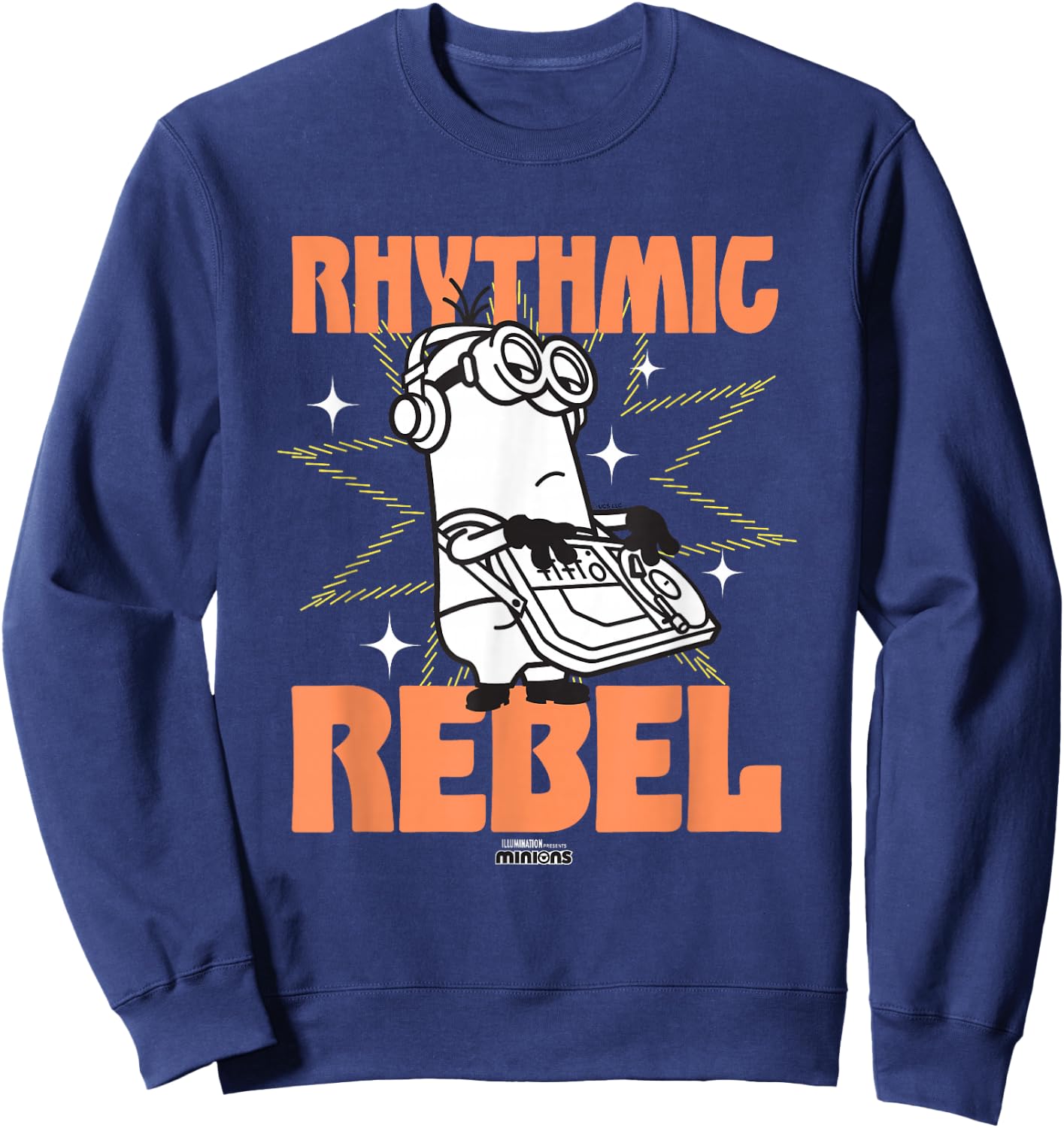Minions Rhythmic Rebel Kevin The Minion Vintage DJ Logo Sweatshirt - Sweatshirt | Navy